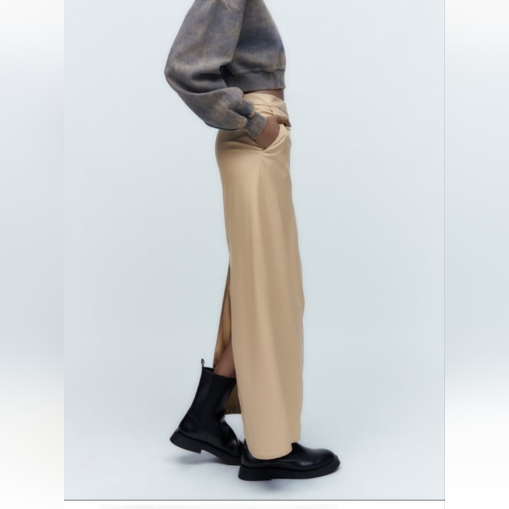 ZARA Faux leather midi skirt - Picture 2 of 9